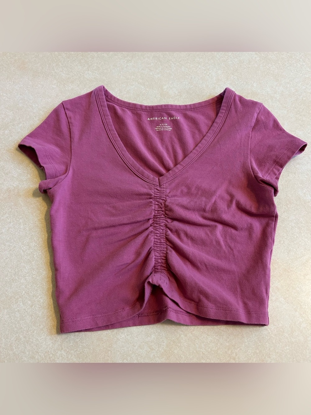 American Eagle Plum Cinched Crop Top Small